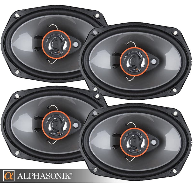 Alphasonik AS268P Loudspeakers 2 Pairs of 6X8 350W Max 3-Way Speakers 4 Ohms Premium Quality Audio Door Speakers for Car or Truck Stereo Sound System - Image 1